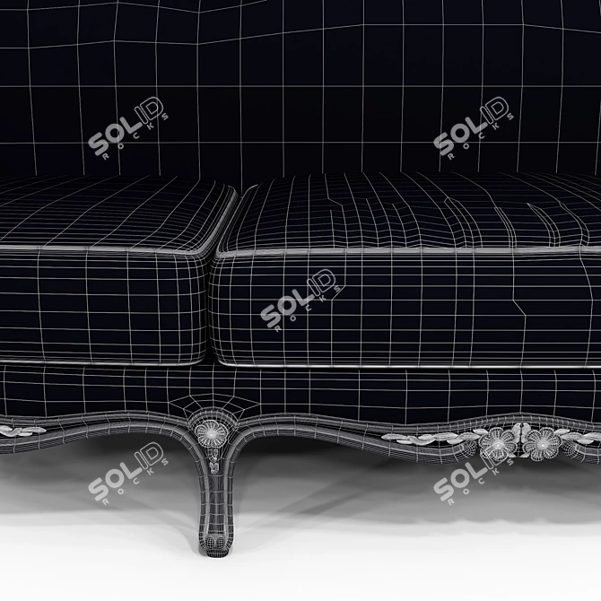 Elegant Louis Carved Sofa 3D model image 3