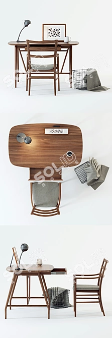 Scandi Work Set: Amica Desk, Lofia Chair & Ball Lamp 3D model image 2