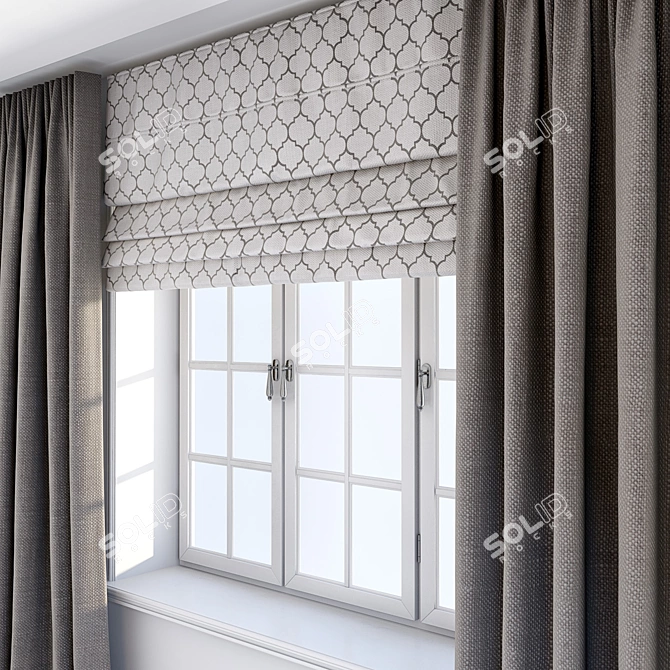 Elegant Quatrefoil Roman Curtains 3D model image 2