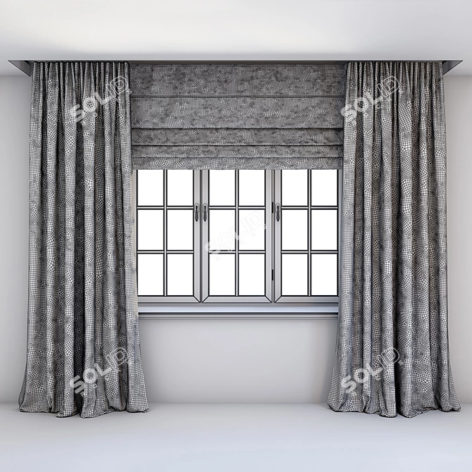 Elegant Quatrefoil Roman Curtains 3D model image 3