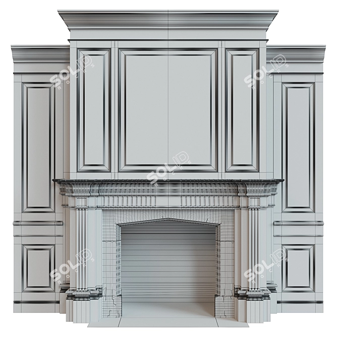 Wooden Panel Fireplace 3D model image 3