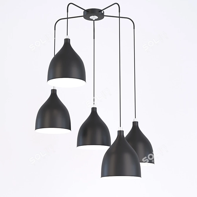 Elegant Black Suspension Chandelier 3D model image 1