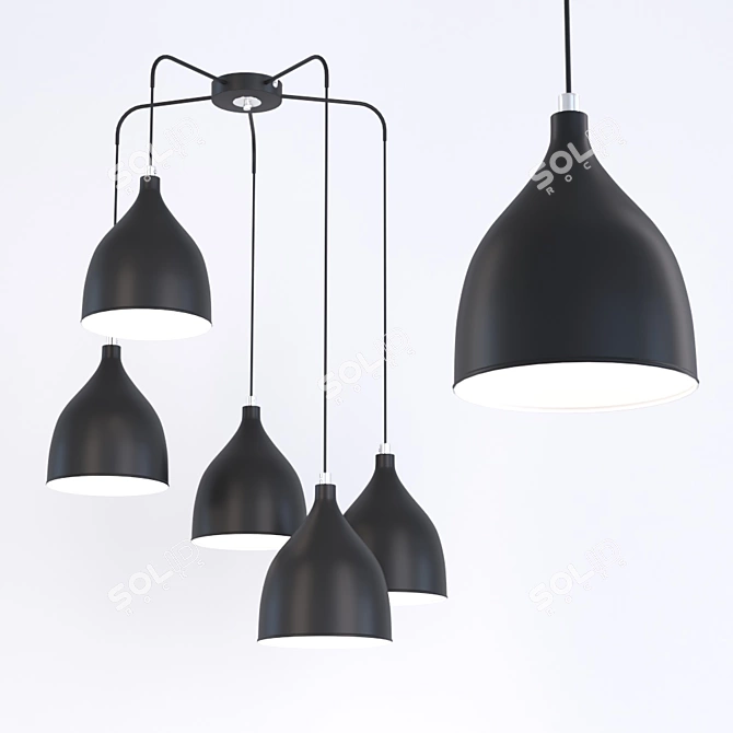 Elegant Black Suspension Chandelier 3D model image 2
