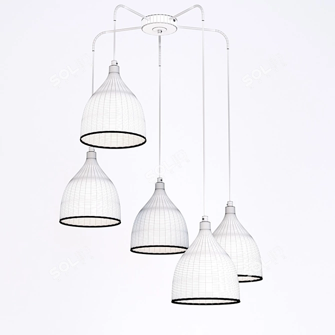Elegant Black Suspension Chandelier 3D model image 3