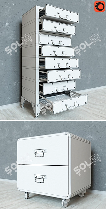 Industrial Loft Rustic Iron 8 Drawer Dresser - Vintage Industrial Style 3D model image 2