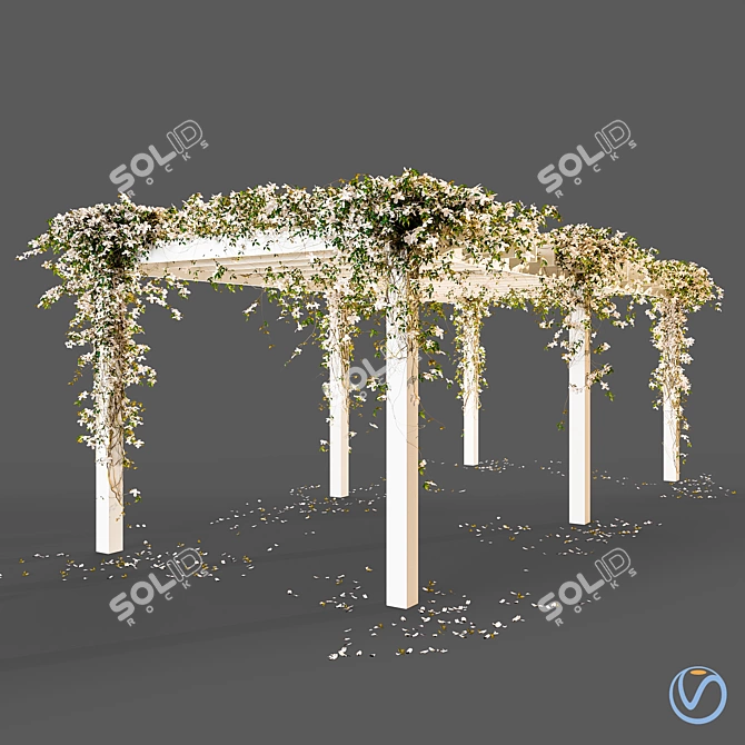 Floral Pergola: White & Pink 3D model image 1