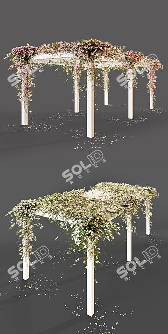 Floral Pergola: White & Pink 3D model image 2