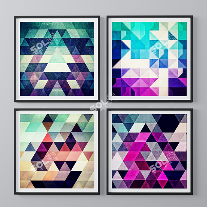 Vibrant Abstract Art Set 3D model image 1