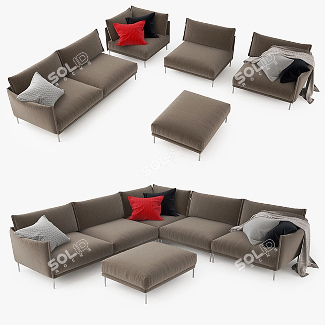 Moroso Gentry Modular Sofas: Versatile Elegance 3D model image 1