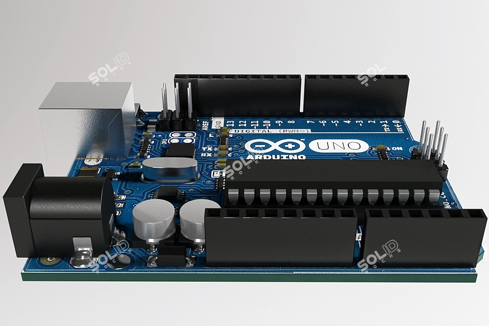 Arduino Uno: Authentic Microcontroller for DIY Projects 3D model image 2