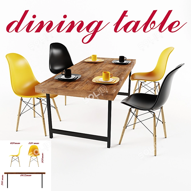 Modern Dining Table Set 3D model image 1