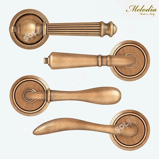 Elegance in Three Colors: Melodia Door Handles (ANTIK, BETA, LAGUNA) 3D model image 1