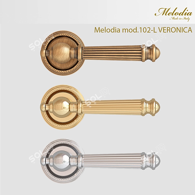 Elegance in Three Colors: Melodia Door Handles (ANTIK, BETA, LAGUNA) 3D model image 2