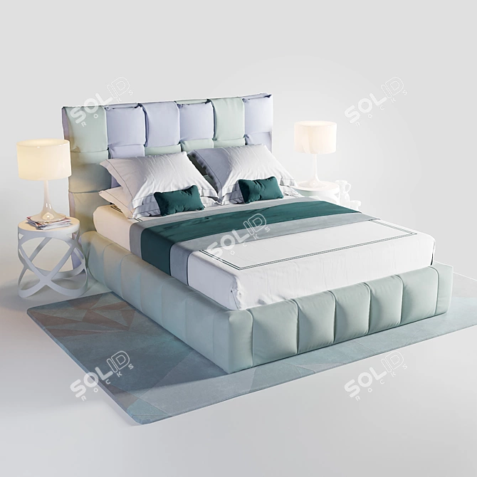 Luxurious Felis Tiffany Bed - High Quality & Adjustable 3D model image 1