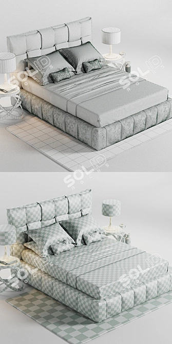 Luxurious Felis Tiffany Bed - High Quality & Adjustable 3D model image 2