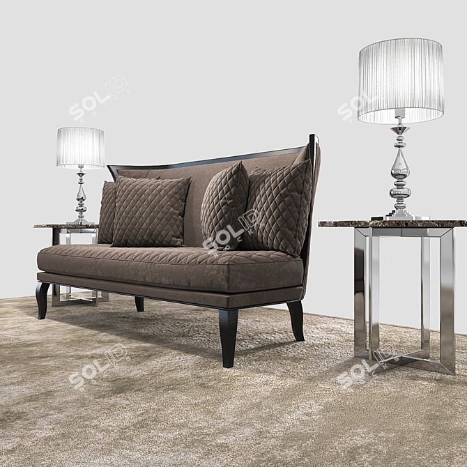 Byron DVHome Collection: Sofa, Cushions, Armchair, Tables, Lamp, Vase, Rug 3D model image 2