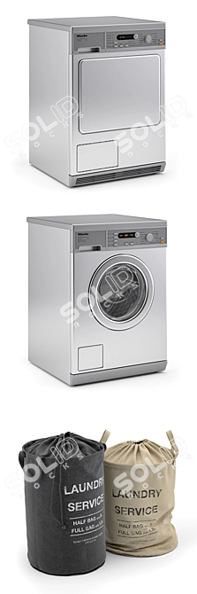 Laundry Essentials Set with Appliances & Accessories 3D model image 2