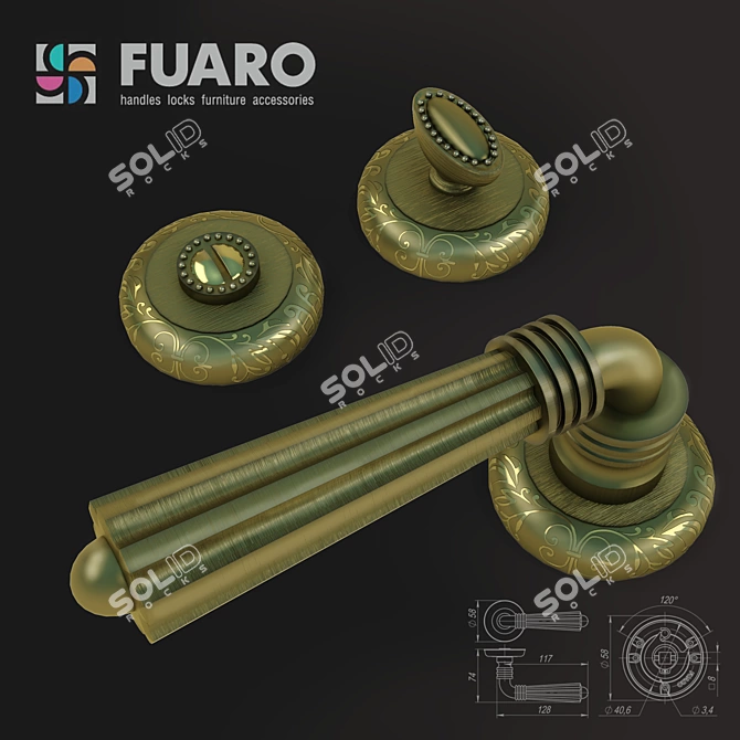 FUARO Demetra Door Handle 3D model image 1