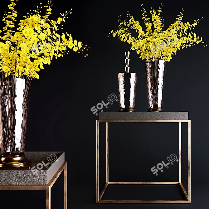 Beautiful Rh Tables with Yellow Flowers 3D model image 1