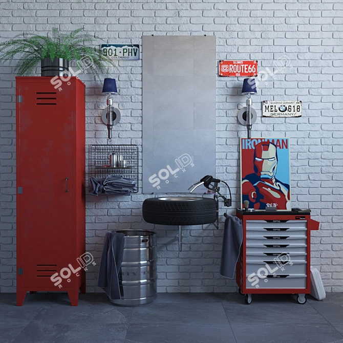 Automobile Bathroom Set 3D model image 1