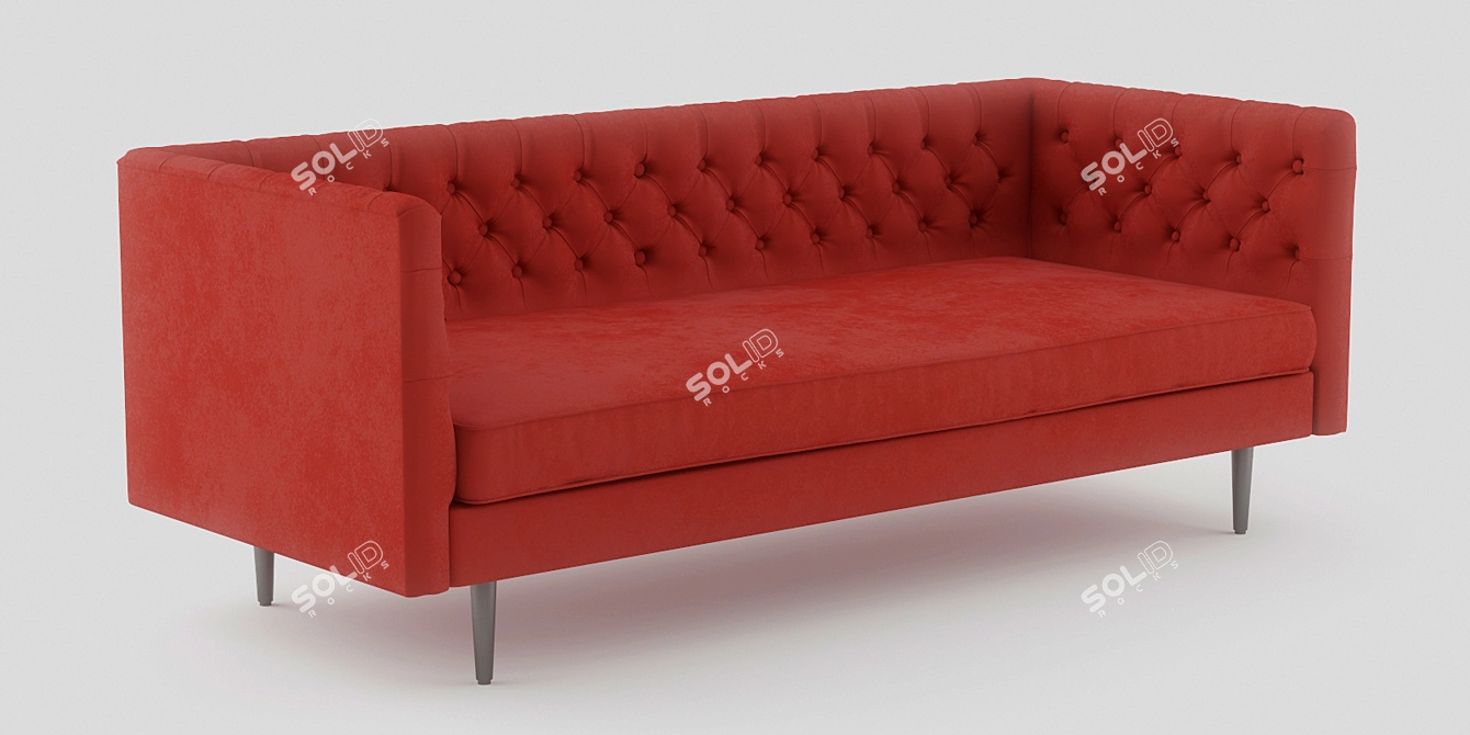 Olive Green Chester Sofa: Stylish and Comfy 3D model image 3