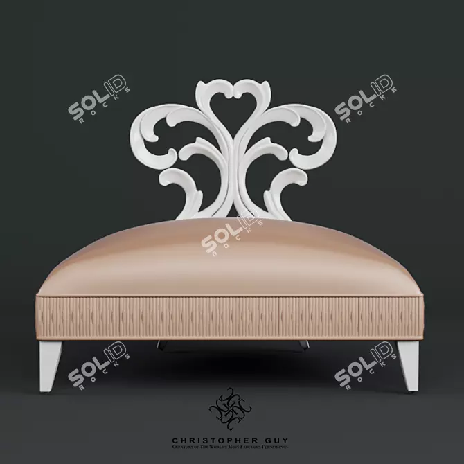 Elegant Heart-Carved Chair 3D model image 2