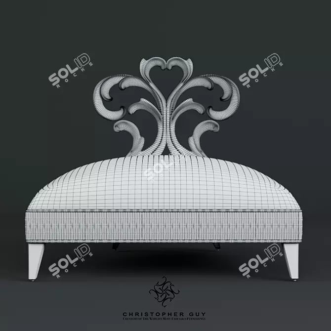 Elegant Heart-Carved Chair 3D model image 3