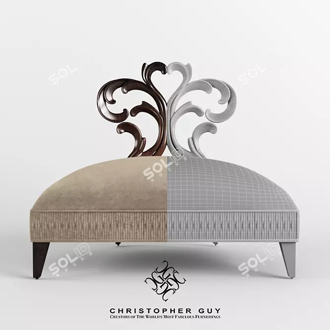 Elegant Heart Motif Chair 3D model image 3