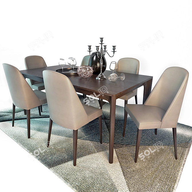 SMA Dining Table and Chair Set 3D model image 1