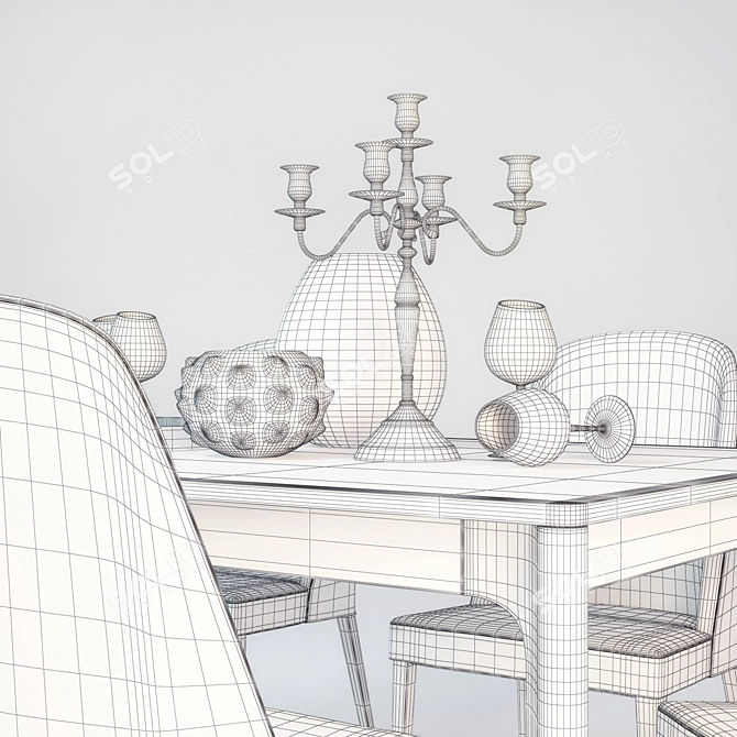 SMA Dining Table and Chair Set 3D model image 3