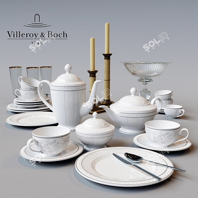 Elegant Villeroy & Boch Gray Pearl 3D model image 1