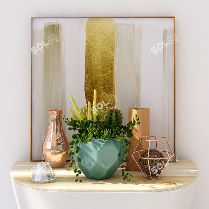 Rose Gold Decor Set Clean & Delicate 3D model image 1