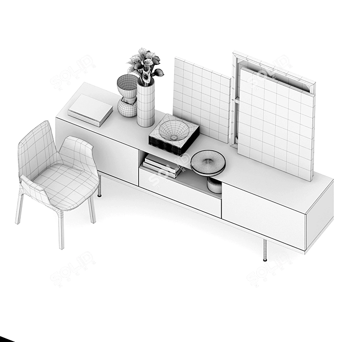 Poliform Class Komod with Ventura Chair 3D model image 3