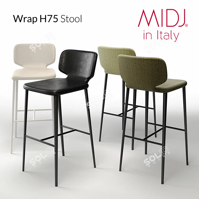 Sleek Wrap H75 Stool: Italian Design Excellence 3D model image 1