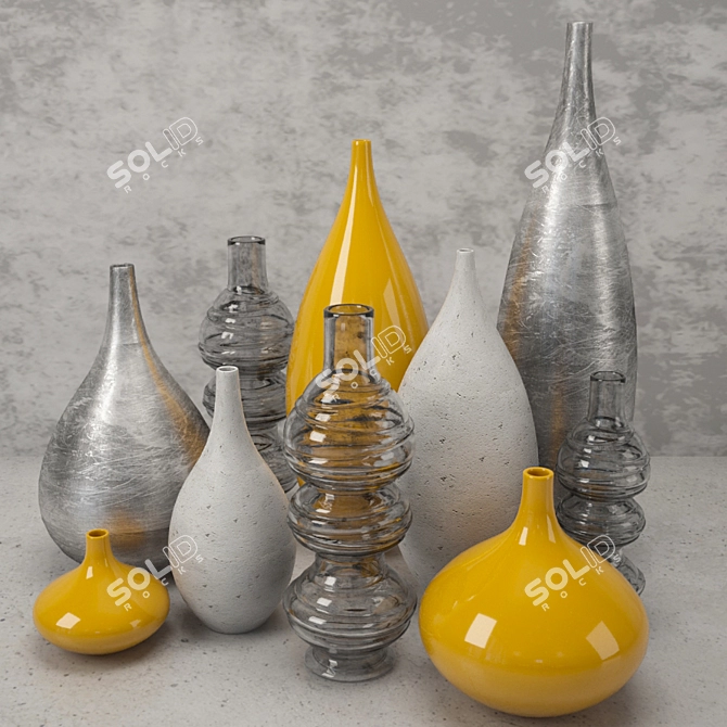 10-Piece Vase Collection | Elegant Home Décor 3D model image 1