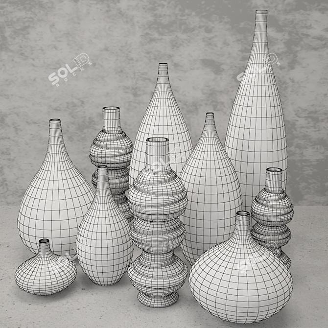 10-Piece Vase Collection | Elegant Home Décor 3D model image 2