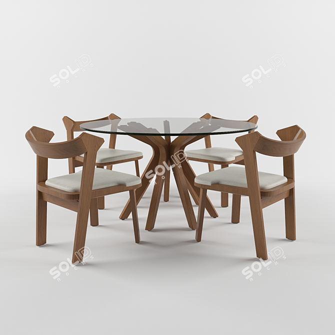Aestha Dining Table Set: Handmade Brazilian Design 3D model image 1