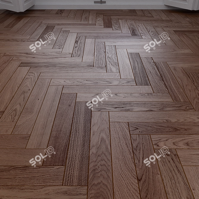 Oak Herringbone: High-Quality Real-World Floor 3D model image 1