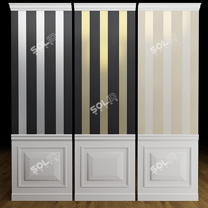 Elegant Striped Wallpaper by Beibehang 3D model image 1