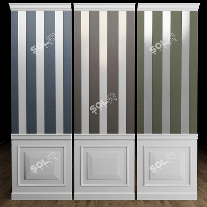 Elegant Striped Wallpaper by Beibehang 3D model image 2