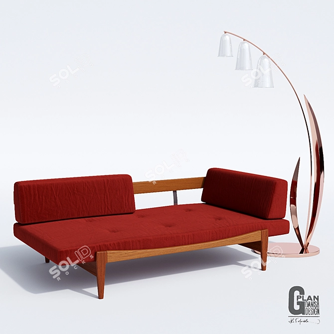 Rare Designer Ib Kofod-Larsen Daybed 3D model image 1