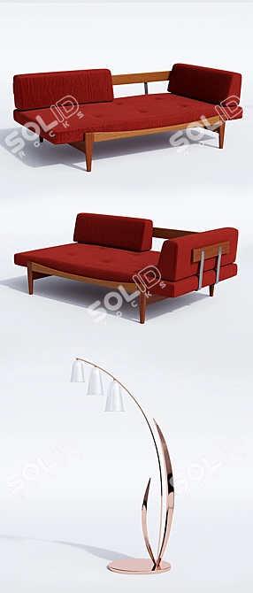 Rare Designer Ib Kofod-Larsen Daybed 3D model image 2