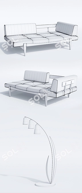 Rare Designer Ib Kofod-Larsen Daybed 3D model image 3