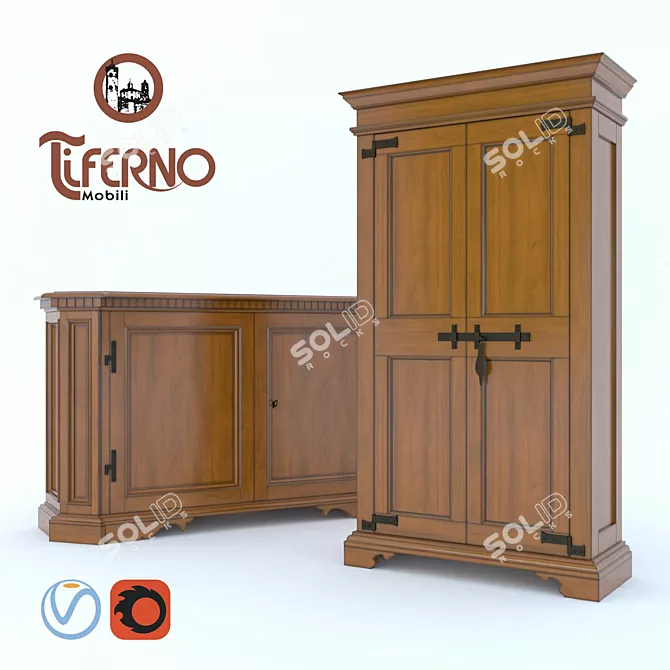 Sandra Wardrobe & Comod Set 3D model image 1