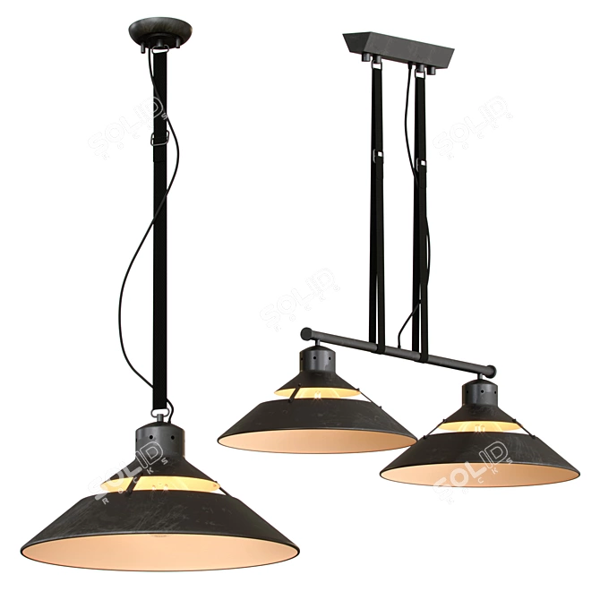 Industrial Mantra Double Lamp 3D model image 1