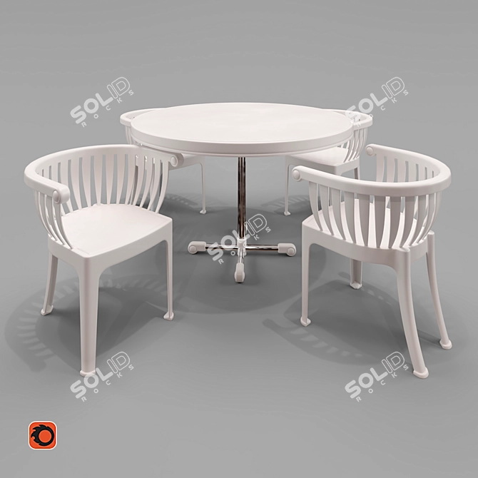 Rotating Table & Chair Set 3D model image 1