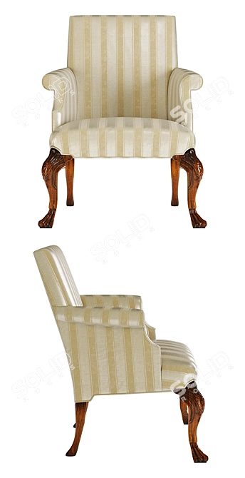 Elegant Irish Baroque Tub Chair 3D model image 2