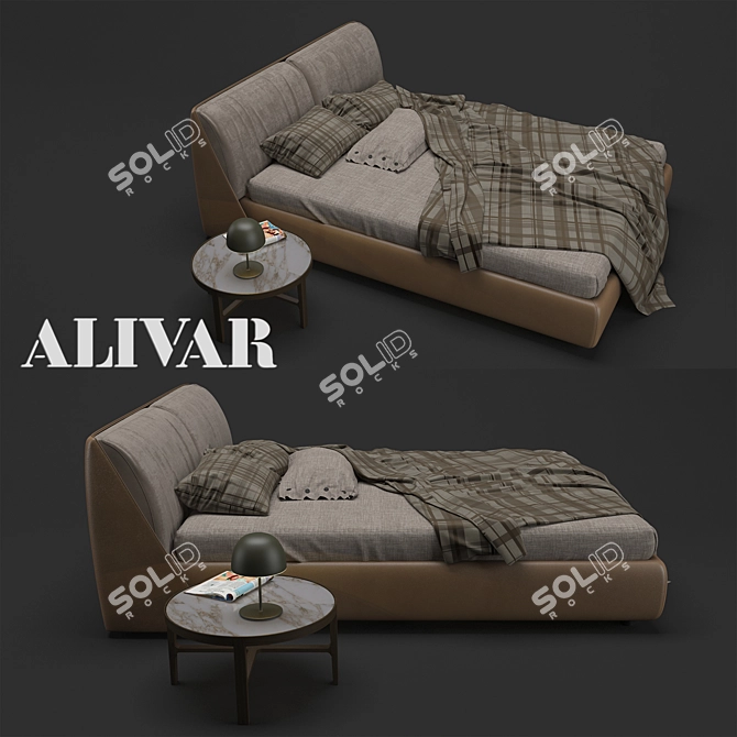 Elegant Alivar Lagoon Bed 3D model image 2