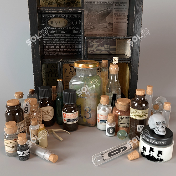 Elegant Bottle Shadowbox 3D model image 2