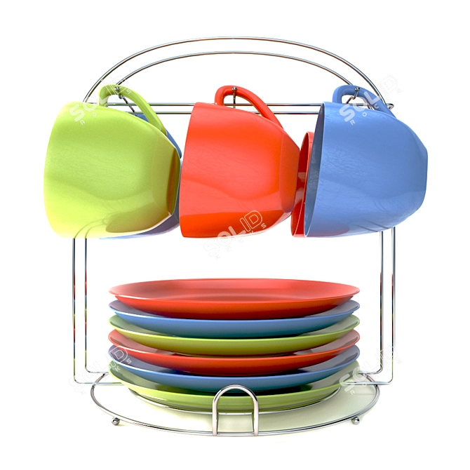 Vibrant Tableware: Colorful Dishes 3D model image 2